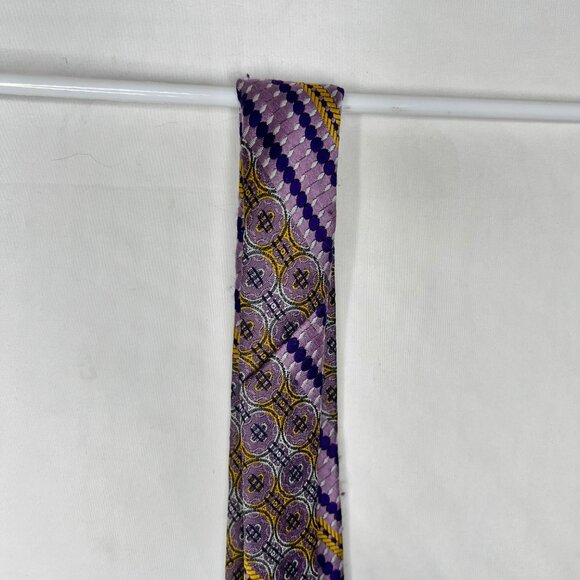 Vintage 1970’s Beau Brummell Gentry Men’s Neck Tie 4 ¼” Purple & Gold  Stripe - Picture 8 of 12